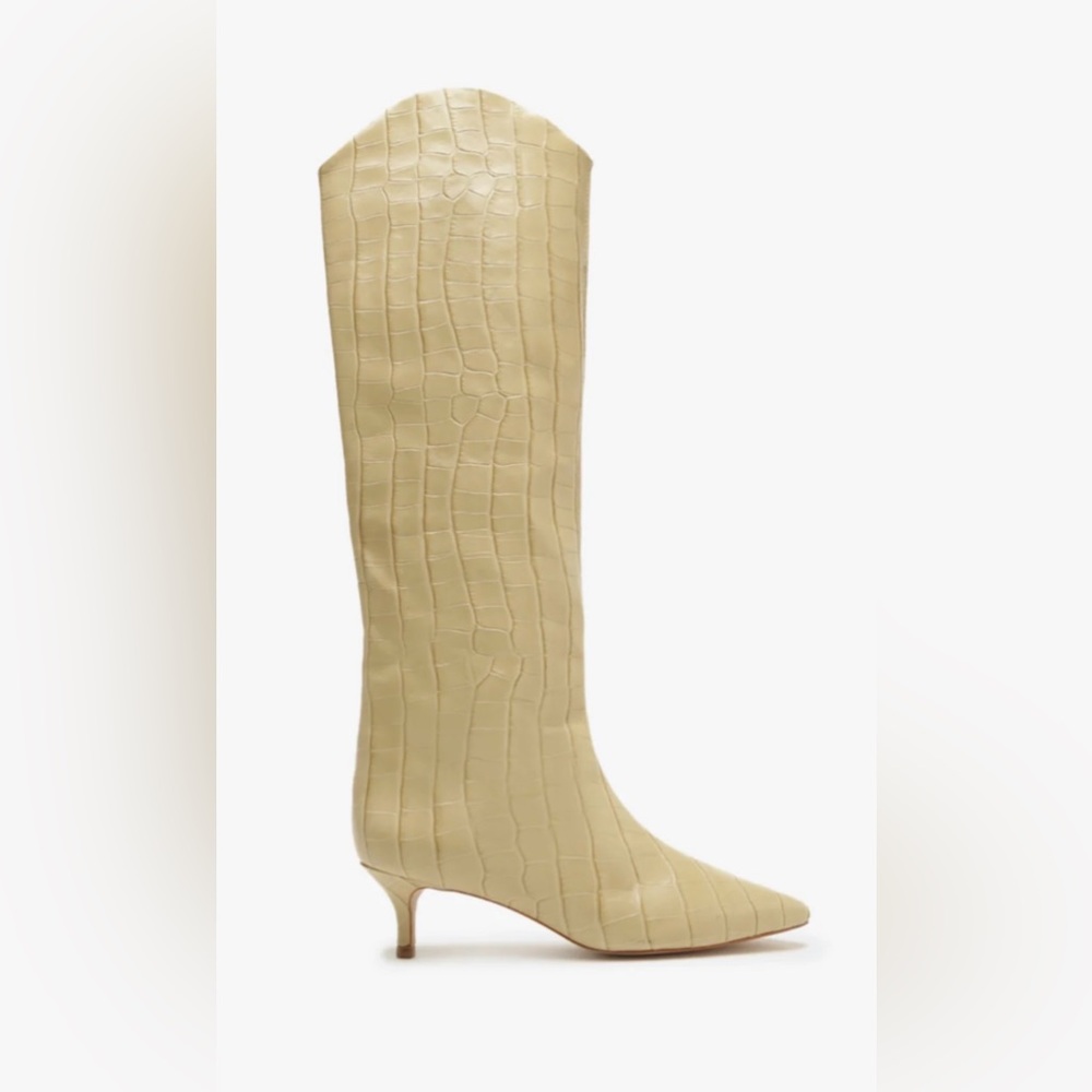 Schultz cream croc embossed leather Maryana boots NEW NIB 8.5